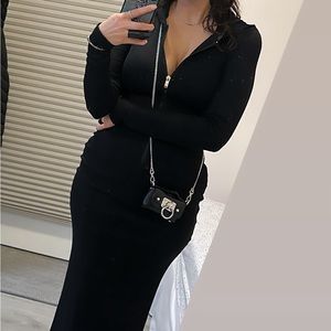 Black zip up meridian maxi dress